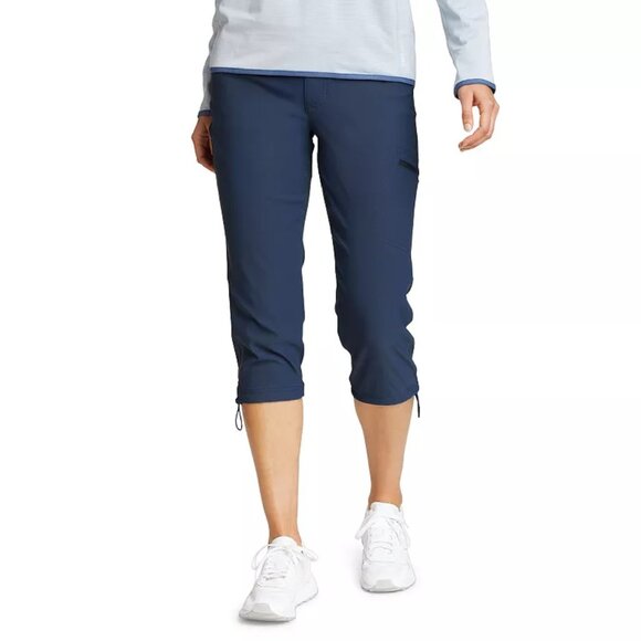 Eddie Bauer Navy Blue Waterproof Rainier Active Capri Pants Women's Size 14 - Picture 1 of 13